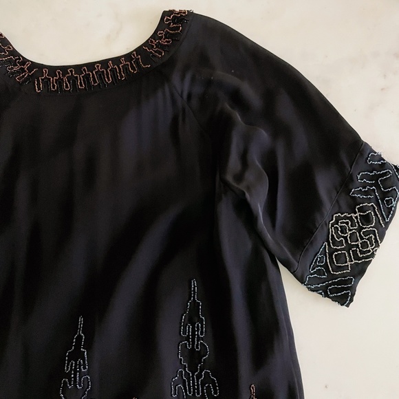 Burning Torch Black Beaded Fringed Formal Dress - Picture 8 of 16
